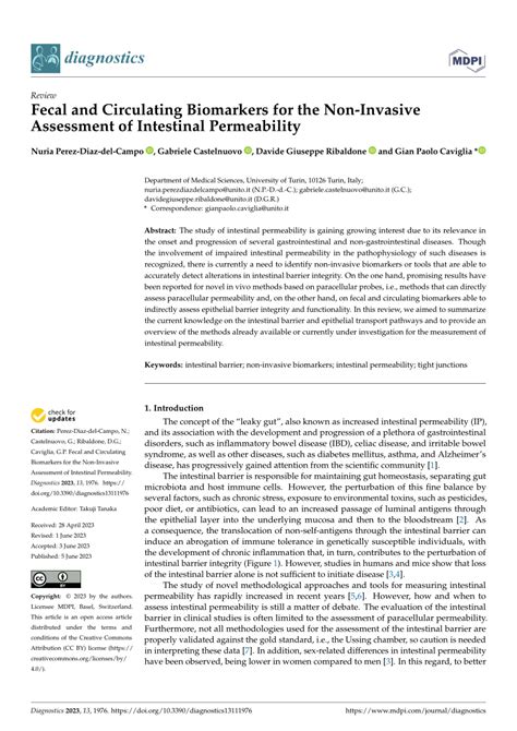 the intestinal permeability ip assessment is a noninvasive test procedure|Fecal and Circulating Biomarkers for the Non.